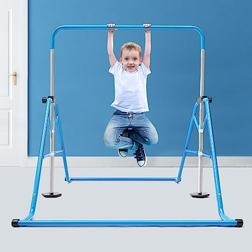 GramStudio Barra de gimnasia para niños, jardín, gimnasia, barra de estiramiento para exteriores, barra horizontal de entrenamiento, barra de equilibrio, 5 alturas ajustables, para 3-8 niños y niñas,