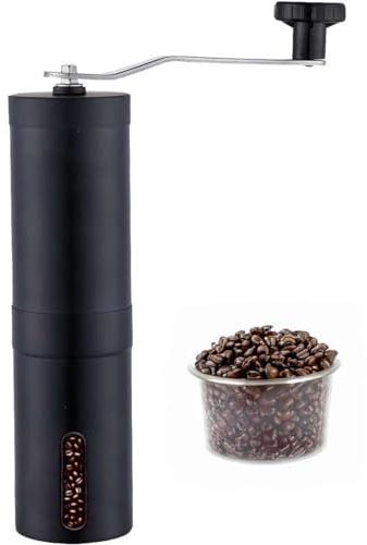 A2ZWORLD Macinacaffè Manuale Professionale in Acciaio Inox con Dimensione della Macinatura Regolabile, Macinino Caffè per Espresso, Moka ed French Press, Adatto per la Casa, Nero, AB706205