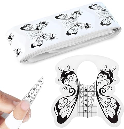 100 Stück Nagel Schablonen, Selbstklebende Butterfly Schwarz, Nagelschablonen Modellier-Schablone selbstklebend für Gel-Nägel,für die Künstliche Fingernagel Modellage/DIY Maniküre
