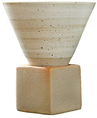 Tasses à Café en Céramique en Forme de Cône de 7 Oz avec Base en Grès à Parois épaisses Tasse à Cappuccino Tasses à Café en Porcelaine pour Boissons Latte Cappuccino Café Moka et(Blanc)