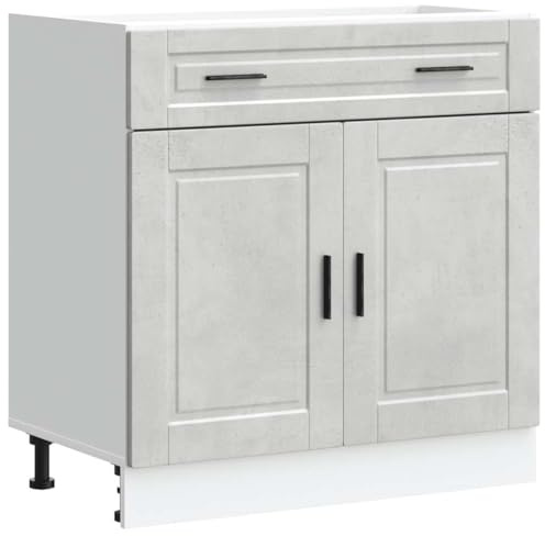 vidaXL Kitchen Base Cabinet Porto Concrete Grey Engineered Wood, sink base cabinet, base kitchen cabinet with drawer, sink base unit