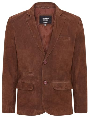 Manteau de Veste de Blazer Italien en Cuir Suédé Véritable Doux Pour Hommes