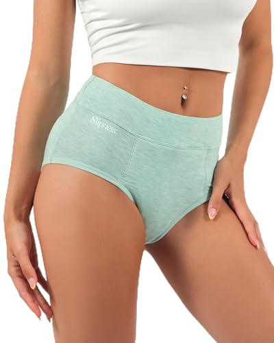SLIPNESS Cotone Organico Certificato Oeko Tex Mutande Mestruali Donna Flusso Abbondante – Slip Assorbenti a Vita Alta – Intimo Donna per Notte e Post Parto, 35-45 ml – Taglia M - MOD Safely