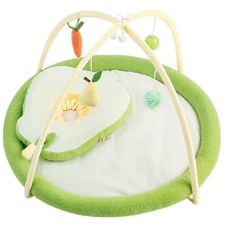 VERTAST Tapis de jeu pour chat - Tente rembourrée - Lit douillet d'intérieur antidérapant avec jouets suspendus et balles pour activité et détente (vert - 50 cm)