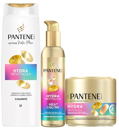 Pantene Pro-V Hydra Revitaliza Champú 325ml + Mascarilla 300ml + Tratamiento 135ml. Pelo Normal y Seco. Sin Aceites. Tecnología Active Nutri-Plex
