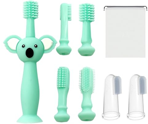 DUINIU Set di Spazzolini da Denti per Bambini da 8 Pezzi, Spazzolino da Denti per Massaggio Gengivale, Strumenti per La Pulizia della Bocca per I più Piccoli, Prodotti per La Cura del Bambino.