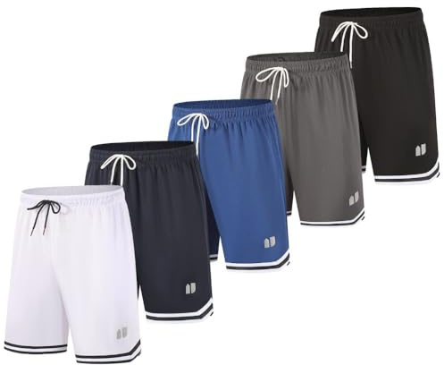 fovdtaa Confezione da 5 pantaloncini sportivi da uomo, pantaloncini atletici ad asciugatura rapida, per palestra, corsa, fitness, allenamento, con tasche e cintura elastica, XL