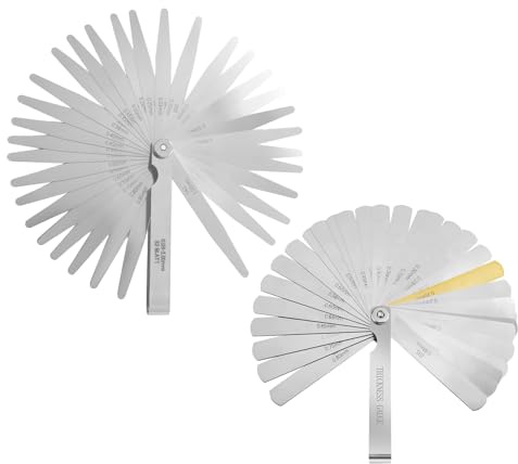 2pcs 32 cuchillas medidor de espesor, 0.03-1.00mm herramienta de medición de marcado 32 hojas juego cuña válvula, medidores de espesor de precisión doble métrica imperial para medir distancia espesor
