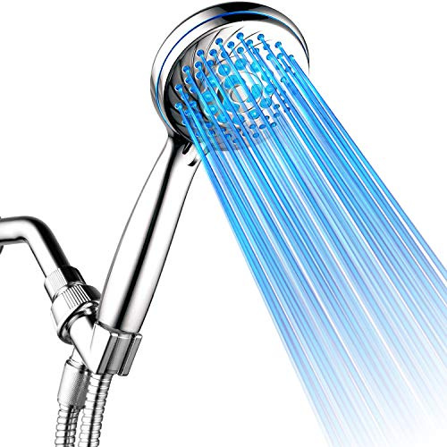 HotelSpa Neon Ultra-Luxury 7-setting LED Hand Shower with Chrome Face and Color-Changing Temperature Sensor