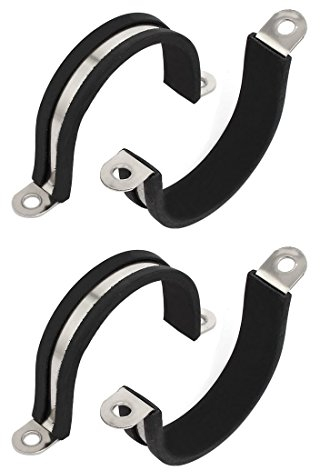 sourcing map 4Stk 40mm Dmr. Gummi Gefüttert U Form 304 Edelstahl Kabelklemme Rohrclip DE de