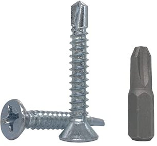 Paquete de 50 tornillos DIN 7504 P de acero cincado 5,5 x 38 mm, tornillo de chapa autoperforante (PH) Phillips cabeza avellanada, autorroscante (50, 5,5 x 38 mm)