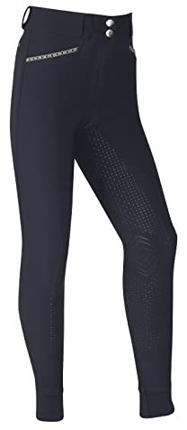 LeMieux St Tropez Jodhpurs for Girls & Young Riders - Equestrian Riding Tights - Full Seat Youth Horseback Riding Gear (Indigo / 11-12 Years)