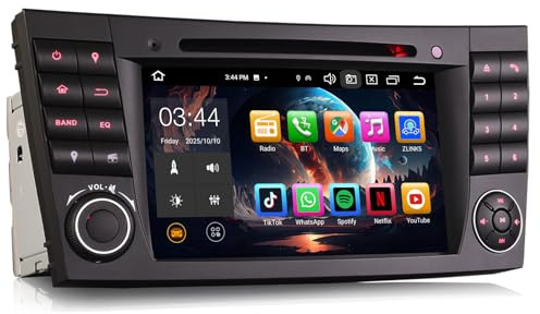 Erisin 7 8-Kern 4GB+64GB Android 14 Autoradio GPS Navi für Mercedes CLS Klasse W219 Mercedes E Klasse W211 Bluetooth 5.0 Wireless Carplay Android Auto DSP WiFi 4G DAB+ FM RDS DVD CD Player USB SWC