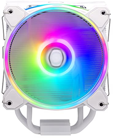Cooler Master Hyper 212 Halo CPU Air Cooler - Pure White Aluminium Finish, 4 Continuous Direct Contact Heat Pipes with Fins, MF120 Halo2 ARGB Fan, ARGB Auto Detect, LGA1700 & AM5 Brackets - White