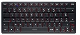 CHERRY KW 9200 Mini, Clavier Compact Multi-Appareils Jusqu’à 4 Appareils, Disposition Française (AZERTY) Bluetooth, 2,4 GHz ou Filaire, Rechargeable, Noir