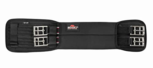 Sattelgurt aus Neopren Start elastisches Neopren-Dressurhalsband, Gurt mit Gummizug, Kurzgurt für Pferde, Reitgurt, Dressur, Langgurt, schwarz, Dressurgurt (Schwarz, 45 cm)