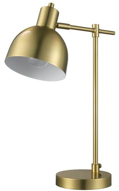 Globe Electric 61000058 18 Desk Lamp, Matte Brass Finish, Metal Shade, Adjustable Pivot Joint, Rotary Switch, Modern Lighting for Bedroom or Office, Timeless, Lights for Home, E26 Base
