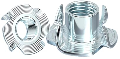 ORTAVA Einschlagmuttern M6, 20 Stück Vier-Prong Nüsse Einschlagspitzen, M6×10mm Verzinktem Kohlenstoffstahl Nüsse für Möbel, Holzbearbeitung, Handwerker Sortiment Schrauben