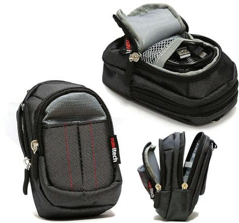 Navitech Black Compact Camera Case Compatible with Olympus OM System Tough TG-7 Red Waterproof Camera