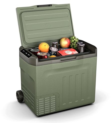 Klarstein PolarForce 40L Cool Box - Portable Electric Cooler with Compressor, LCD Panel, Dual Power (12V/230V), -20°C to 20°C, Off-Road Wheels, Battery Protection, for Camping & Road Trips, Freezer