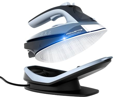 Rowenta Freemove Force, Ferro da Stiro a Vapore Senza Filo, Efficiente, Riscaldamento Rapido, Leggero, Ricarica Rapida, Erogazione del Vapore di 35 g/min, Spegnimento Automatico, DE6720D1