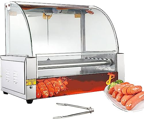 Máquina para hacer perritos calientes, parrilla eléctrica para salchichas de 18 perritos calientes y 7 rodillos de acero inoxidable de grado, con bandeja de goteo de acero inoxidab,Without Door