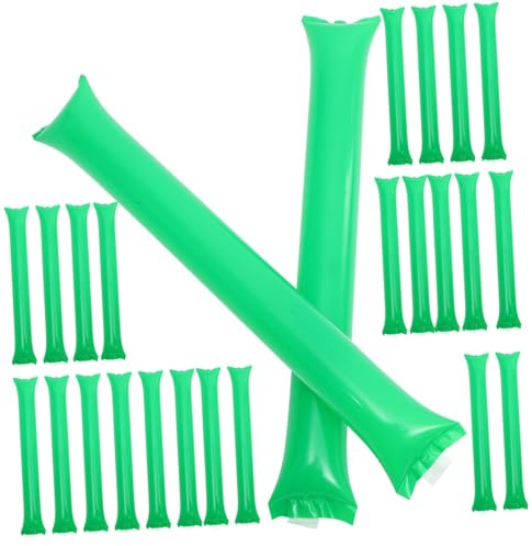 NULYLU 40piezas Pack Palos Hinchables Verde para Animar con Ruido Accesorios Reutilizables para Fiestas Deportivas Eventos y Cotillones Al Aire