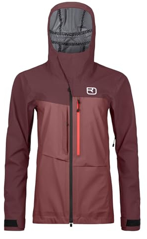 Ortovox Women’s 3L Ravine Shell Jacket | Lightweight Freeride Shell with Ventilation Zips & Storm Hood for Ski Touring - Mountain Rose - M