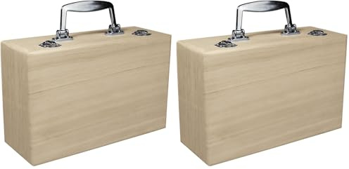 Rayher Valise en Bois à décorer €“ Coffret avec poignée en métal €“ idéale comme Valise de Rangement pour Jouets, Bijoux, Affaires pour Enfant €“ 25 x 16 cm, Hauteur 9 cm €“ Couleur : Nature