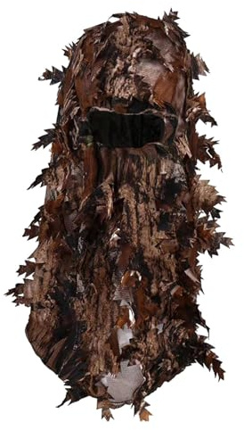 Gorro de Camuflaje de Hoja - Capucha 3D de Camuflaje para Caza, Pesca y Uso táctico al Aire Libre con Tejido Transpirable | Diseño Realista de Hojas, Accesorio para Camping