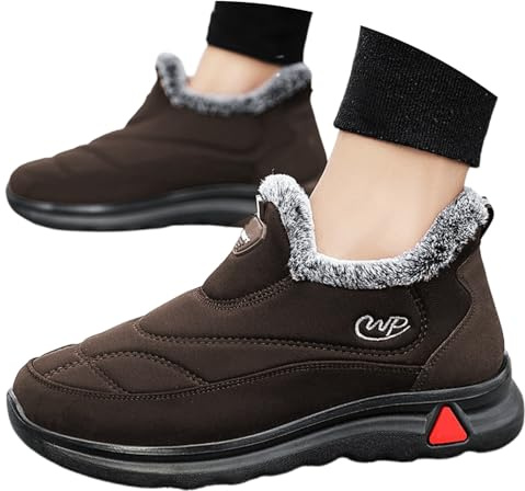 Generisch 2025 Botas de invierno para hombre, aisladas, térmicas, cálidas, suela suave, caña alta, botas de nieve para actividades al aire libre, uso diario, zapatos luminosos para hombre, marrón, 42