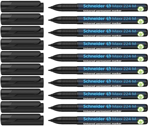 Schneider Maxx 224 M Universal-Marker (permanent, Cap-Off-Ink, nachfüllbar, 1,0 mm) 10er Packung schwarz