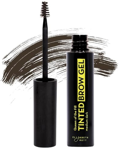 Elizabeth Mott Queen of the Fill Tinted Eyebrow Gel – Brow Filler, Volumizer & Setter – Defines, Shapes & Covers Gray Hairs – Water-Resistant, Long-Lasting – Cruelty-Free – Dark Medium Brown 4g