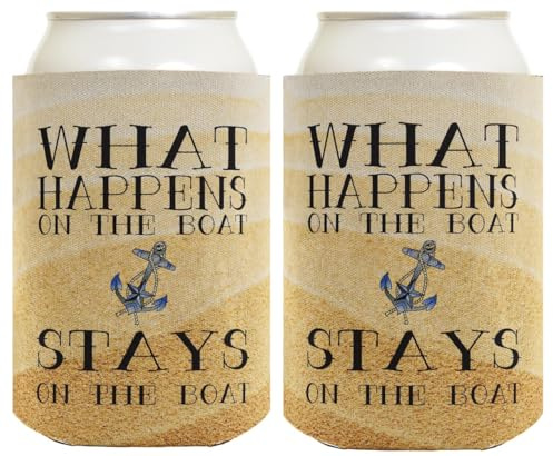 Nautical Coolie What Happens On The Boat Stays On The Boat 2-Pack Can Drink Thermocoolers