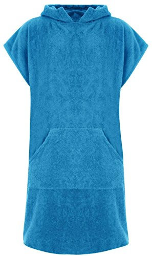 Adore Erwachsene 100% Baumwolle Bademantel Poncho mit Tasche Herren & Damen Frottiermantel Umkleidemantel Handtuch Schwimmen Surfen - L/XL, Aquamarin (mit Taschen)