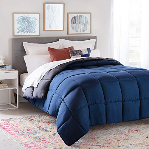 Linenspa All-Season Down Alternative Comforter, Navy/Graphite, Twin XL