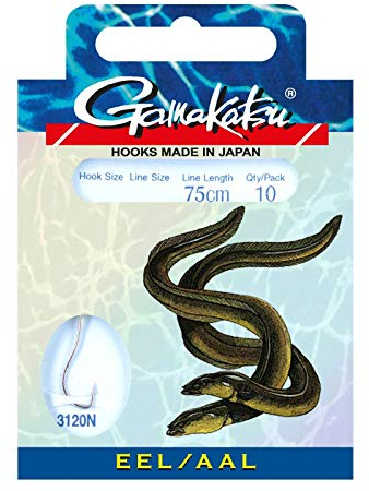 Gamakatsu Hook 3120N Aal 75cm - 10 gebundene Angelhaken, Hakengröße/Schnurdurchmesser:Gr. 4/0.30mm