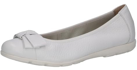 CAPRICE Damen Ballerinas aus Leder mit Schleife, Weiß (White Deer), 39 EU