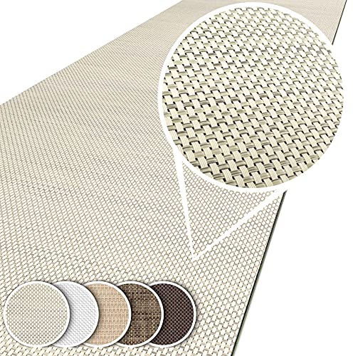 ANRO Teppichläufer Outdoorteppich wasserfest Balkon Teppich Terrassenteppich Flur Bodenmatte wetterfest Creme Abwaschbar 100 x 50cm