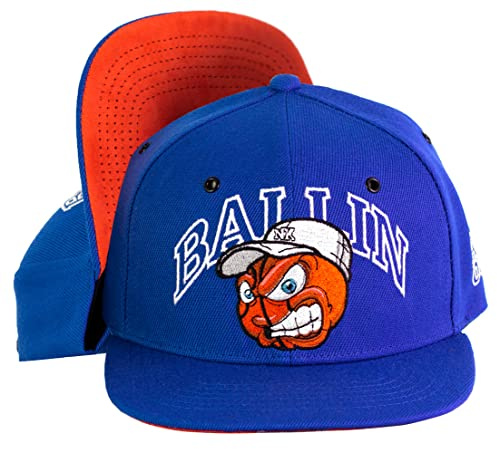 Nebelkind Snapback Cap Ballin' Blau Orange Basketball-Comic-Figur Größenverstellbar Unisex One Size