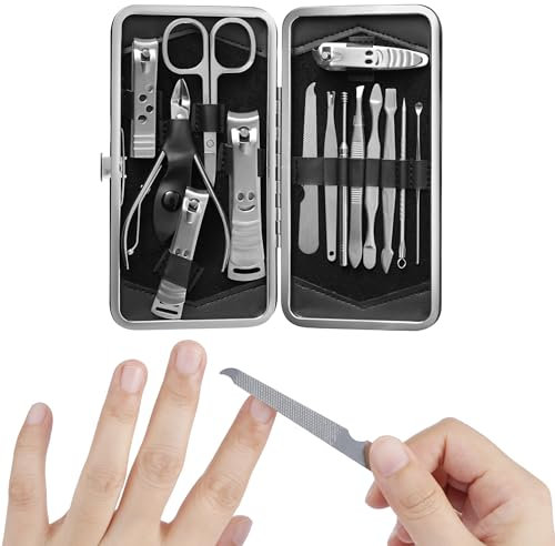 H&S Set Manicure e Pedicure Professionale - Kit Unghie Uomo Donna - Set Pedicure e Kit Manicure Completo - 14 pcs Acciaio Inox - Tagliaunghie Strumenti Unghie Mani Piedi - Include Custodia da Viaggio
