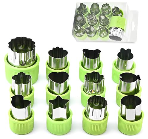 Sandwich Cutters for Children, 12 Pcs Stainless Steel Fruit Cutter Mould Set Vegetable Shape Cutter Cutters for Fruit Shapes