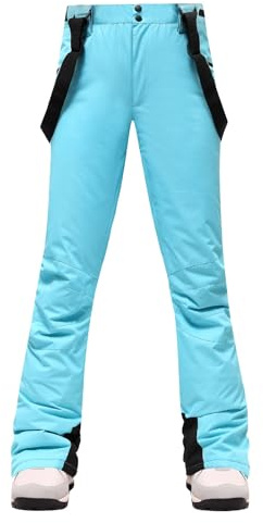 LOIJMK Thermo Skihose Damen - Funktionshose Schneehose Mit Trägern Schneeanzug Skioverall Winter Warm Wanderhose Winddicht Thermohose Trekkinghose Softshellhose Outdoor Snowboardhose
