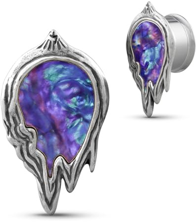 COOEAR Túnel de oreja y tapón de acero inoxidable, calibre de carne para pendientes, diseño de marco de fotos derretido, dilatador de piercing., 10 mm, Acero inoxidable, Arenisca