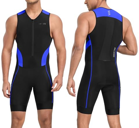 Santic Combinaison de triathlon pour homme - Rembourrée - Une pièce - Sans manches - Pro - Combinaison de triathlon - Course - Trisuit - Combinaison de cyclisme pour le cyclisme, la natation, la