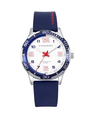 Viceroy Reloj Fashion Niño Comunión 401415-04 – Caja de Acero, Correa de Silicona Azul, Movimiento de Cuarzo, Pulsera de Acero y Piel Sintética de Regalo