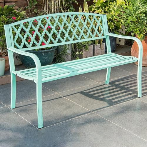 Panchina da giardino vintage, 127 cm, resistente alle intemperie, in ferro battuto, per parco, prato, terrazza, spogliatoio, chiesa, portico anteriore