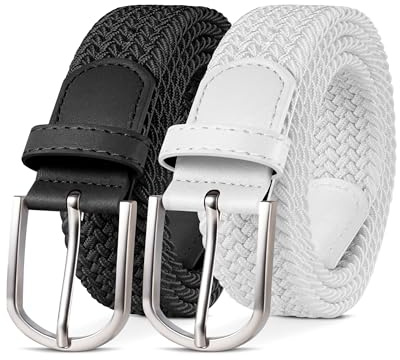 YOUCHAN 2-pack Elastiskt Bälte Flätat Stretchbälte Tygbälte för Dam & Herr, 3,3 cm brett, Längd 90–140 cm