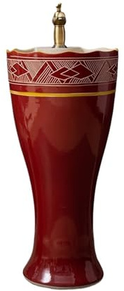Lavandino su piedistallo Lavandino con piedistallo in ceramica rossa rubinetto e kit di scarico for il bagno casa