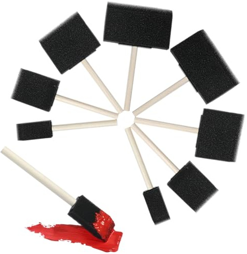 8 Pcs Foam Paint Brushes Set, 4 Sizes Foam Brushes for Painting | 1''/2''/3''/4'', Portable Lightweight, Sponge Brush with Wood Handle for Staining, Varnish, DIY Crafting